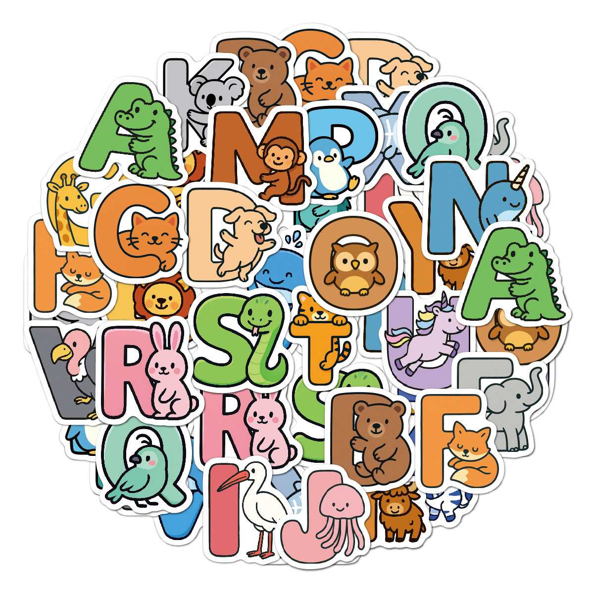 Kid Toys And Craft - Animal Alphabet Stickers Waterproof Self Adhesive