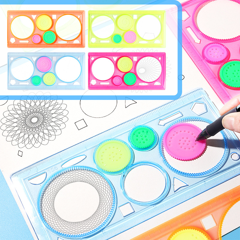 Kid Toys And Craft - Geometry Spirograph Drawing Rulers Stencils Set
