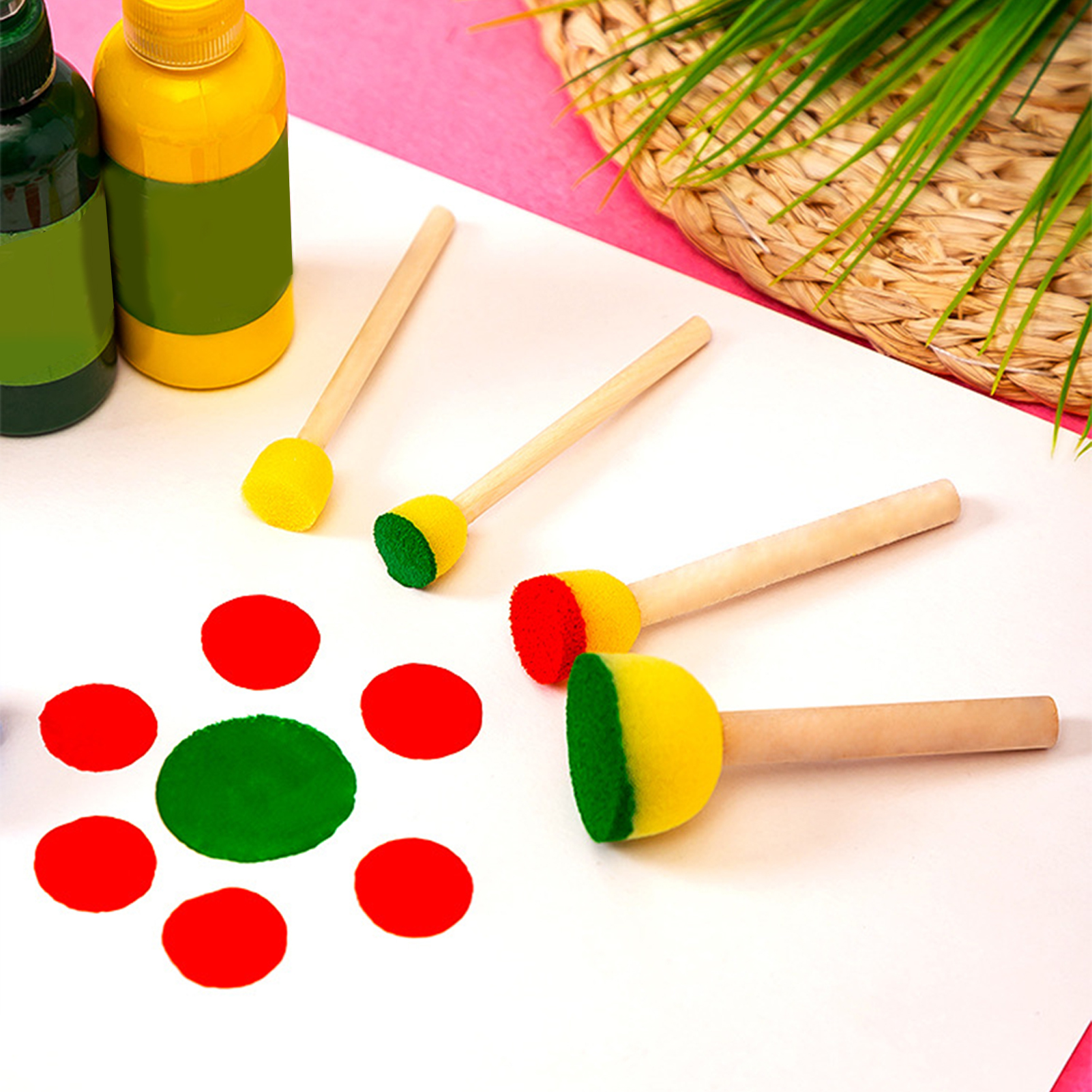 5pcs Round Stencil Sponge Wood - Kid Toys And Craft reseña y precio