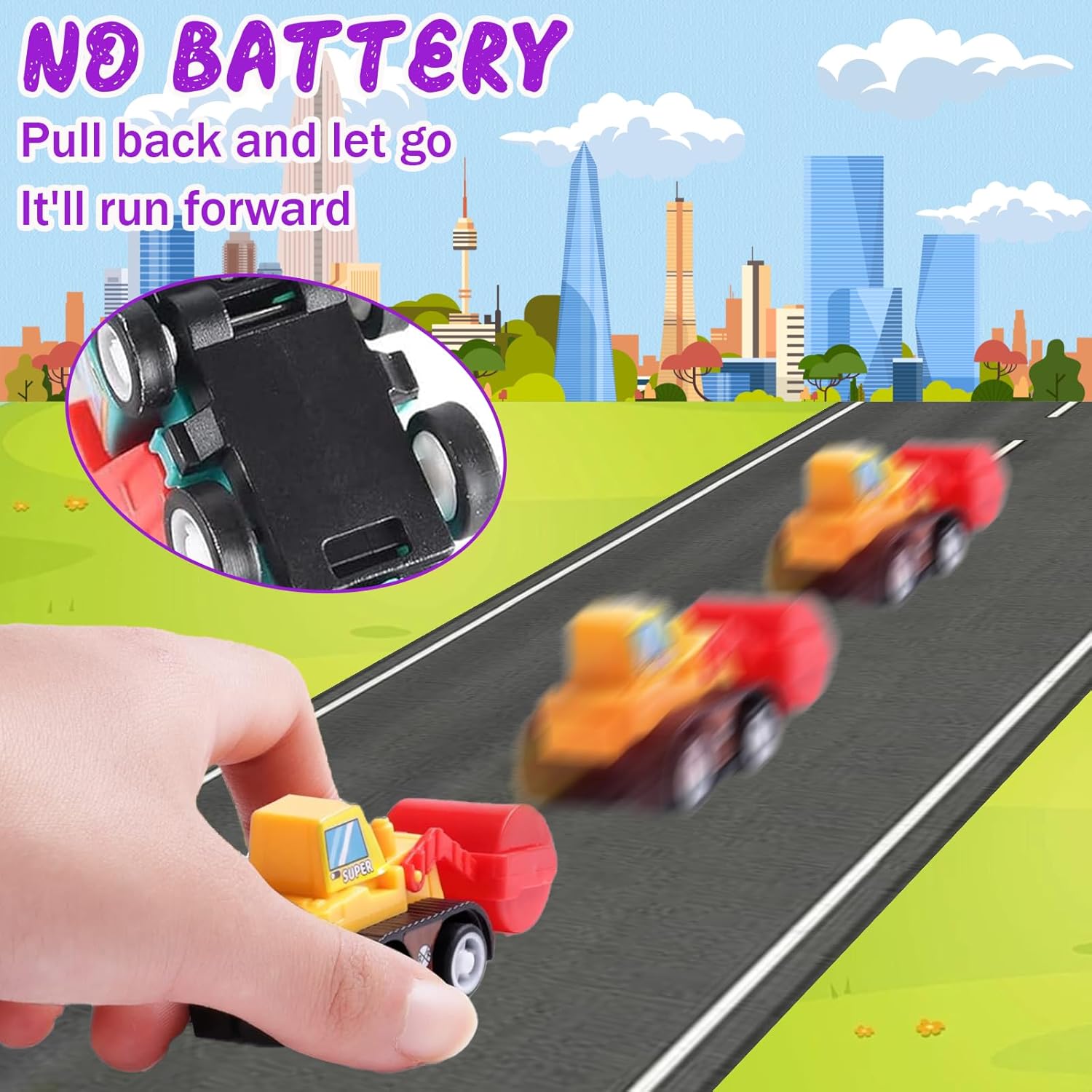 12pcs Pull Back Cars Truck Veh - Kids Y Toys reseña y precio